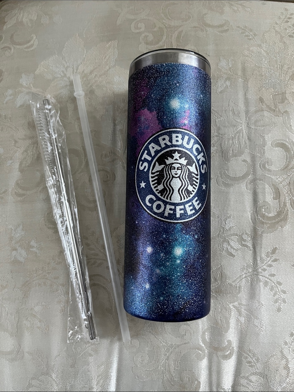 Starbucks Tumbler w/ straw and cleaning brush - Galaxy Design